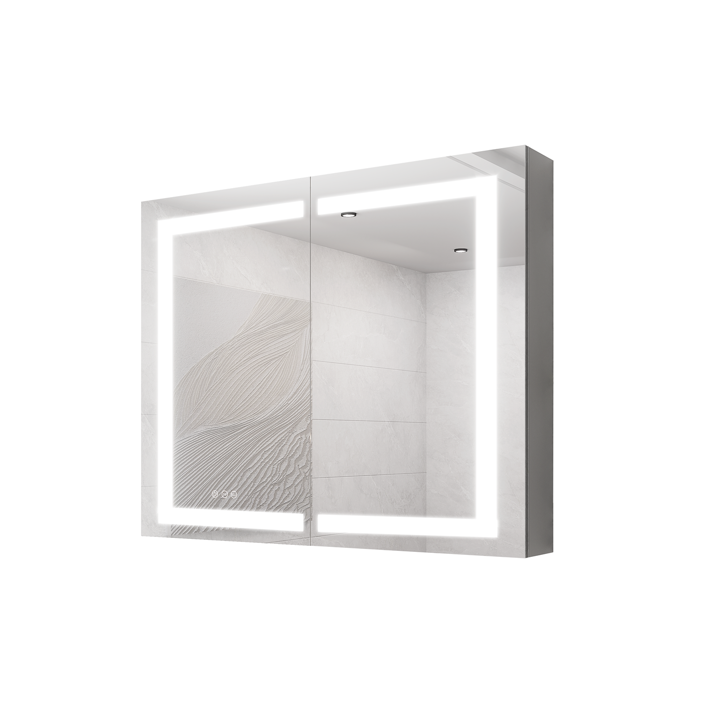 36 x 30 inch Medicine Cabinet with LED Vanity Mirror Anti-Fog  Recessed or Surface Mount Waterproof DimmableAluminum 3000K~6000K Lighted Double Door Bathroom Cabinet with Touch Switch