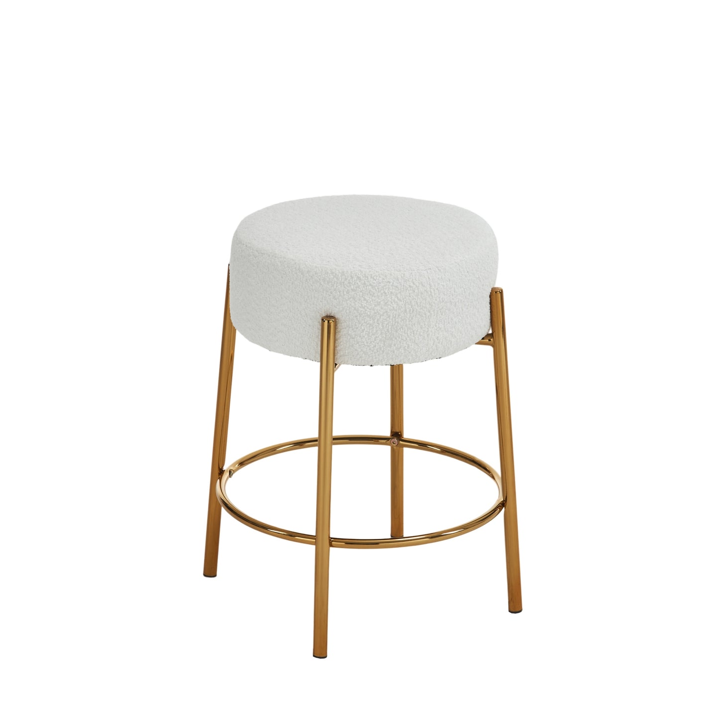 24 inch high circular bar stool, set of two - modern cushioned dining stool - including sturdy hardware support legs