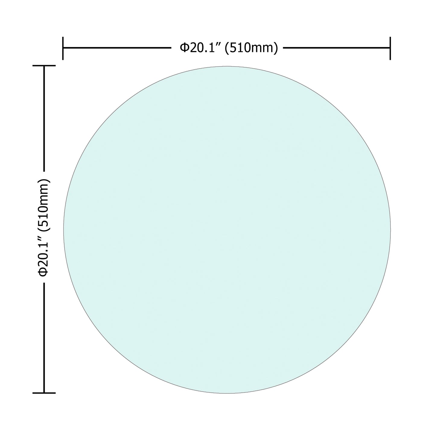 20" Inch Round Tempered Glass Table Top Clear Glass 1/4" Inch Thick Round Polished Edge