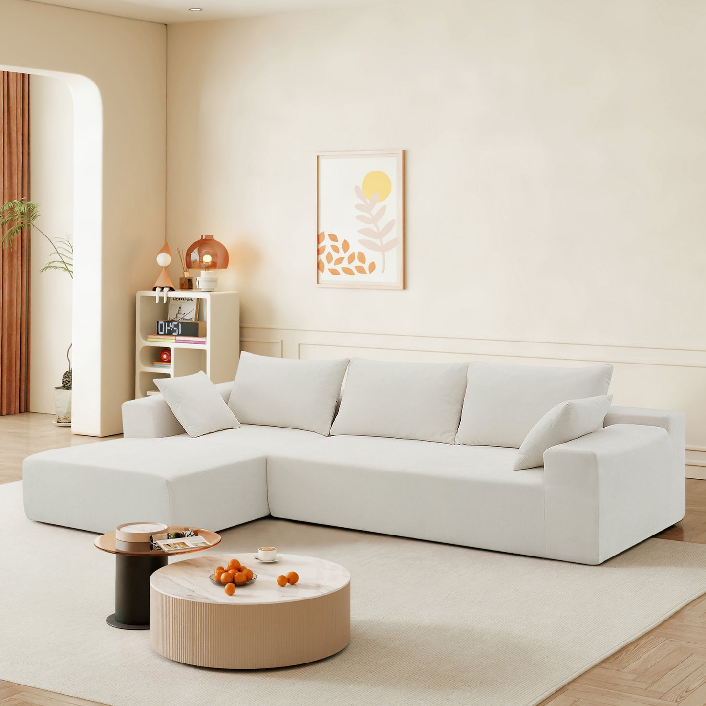 109*68" Modular Sectional Living Room Sofa Set Modern Minimalist Style Couch White