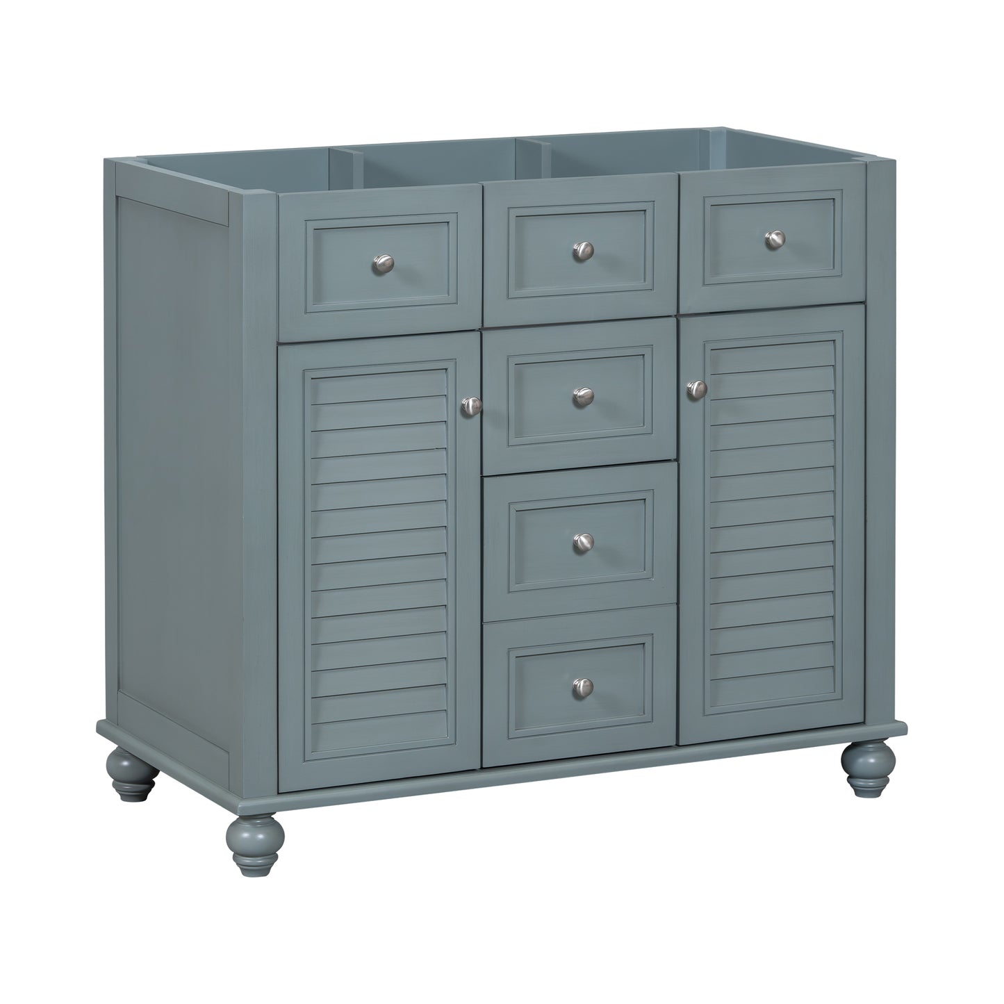 36 "No sink, with 2 drawers and soft closing door, independent makeup rack, bathroom cabinet, blue (excluding sink)