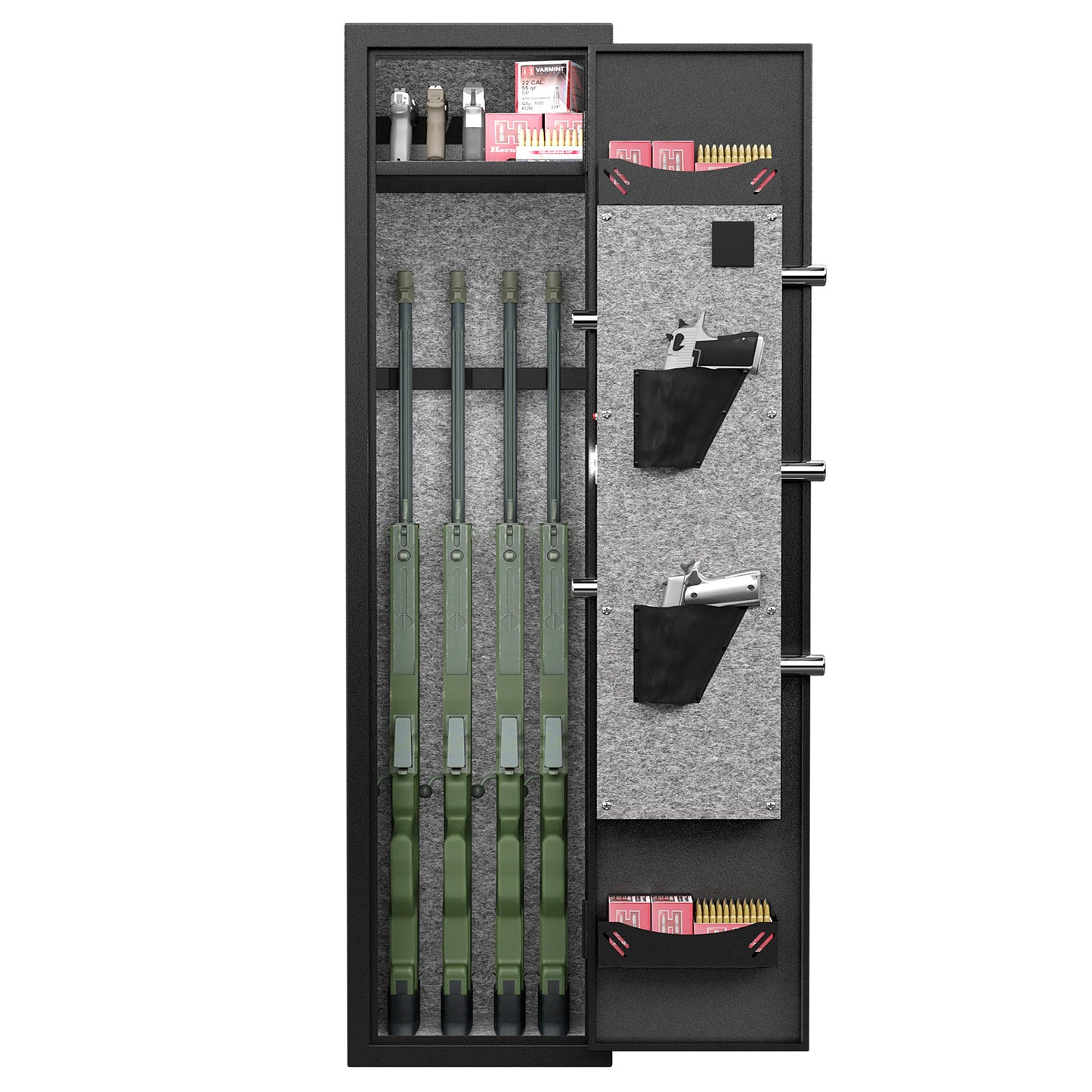 3-4 rifle and handgun safes, quick fingerprint with detachable rack and 2 adjustable gun slots