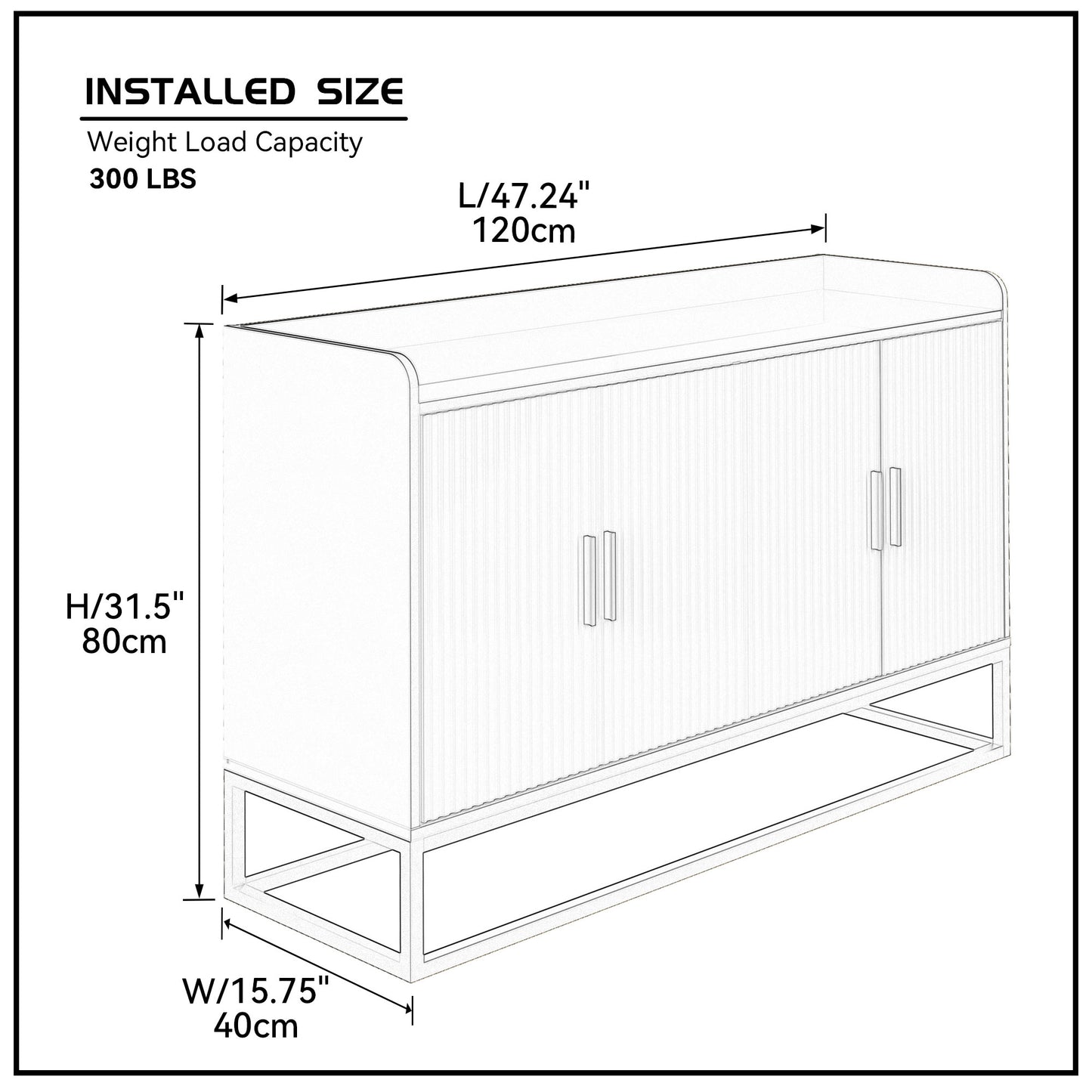 Modern Kitchen Buffet Storage Cabinet Cupboard White Gloss with Metal Legs for living room Kitchen