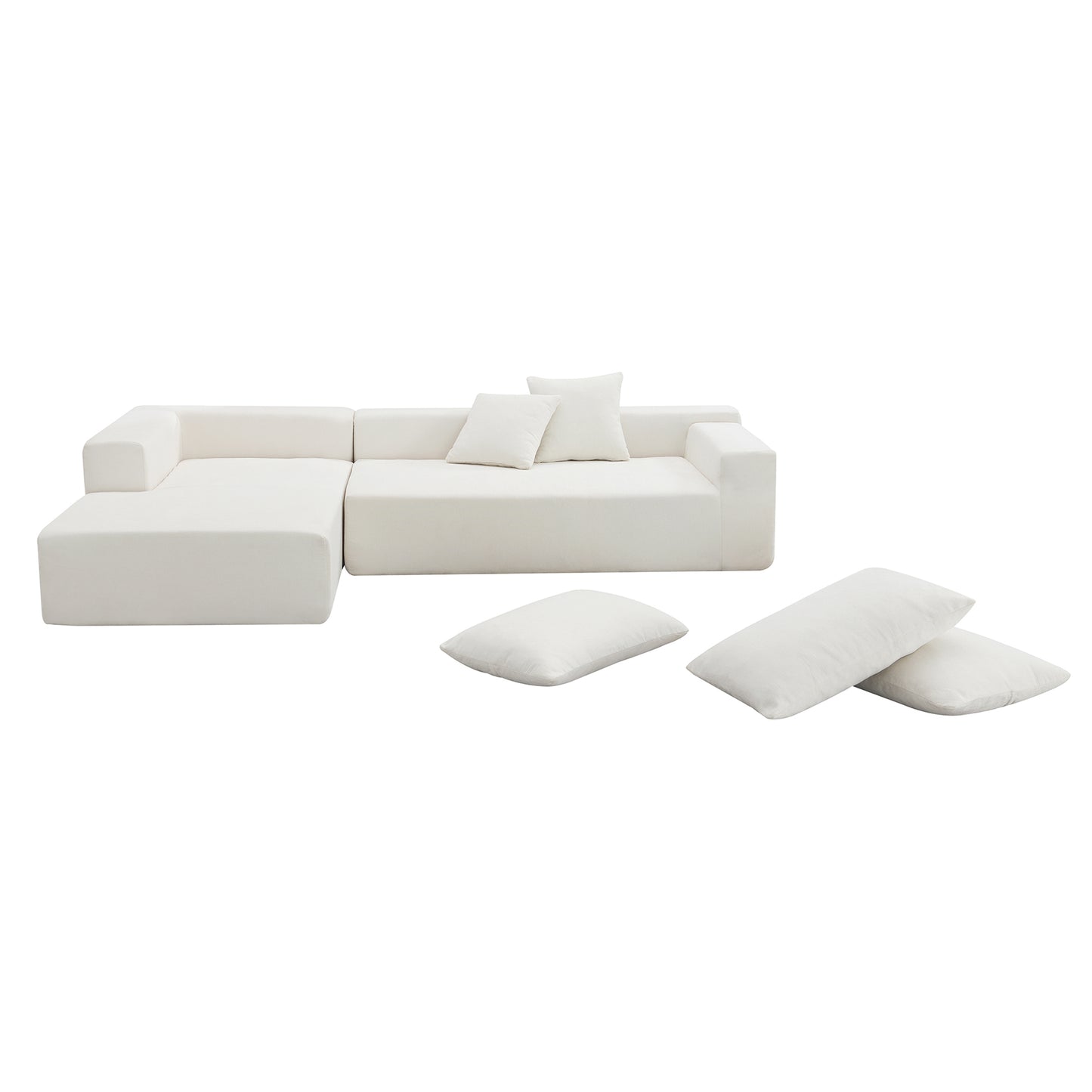 109*68" Modular Sectional Living Room Sofa Set Modern Minimalist Style Couch White