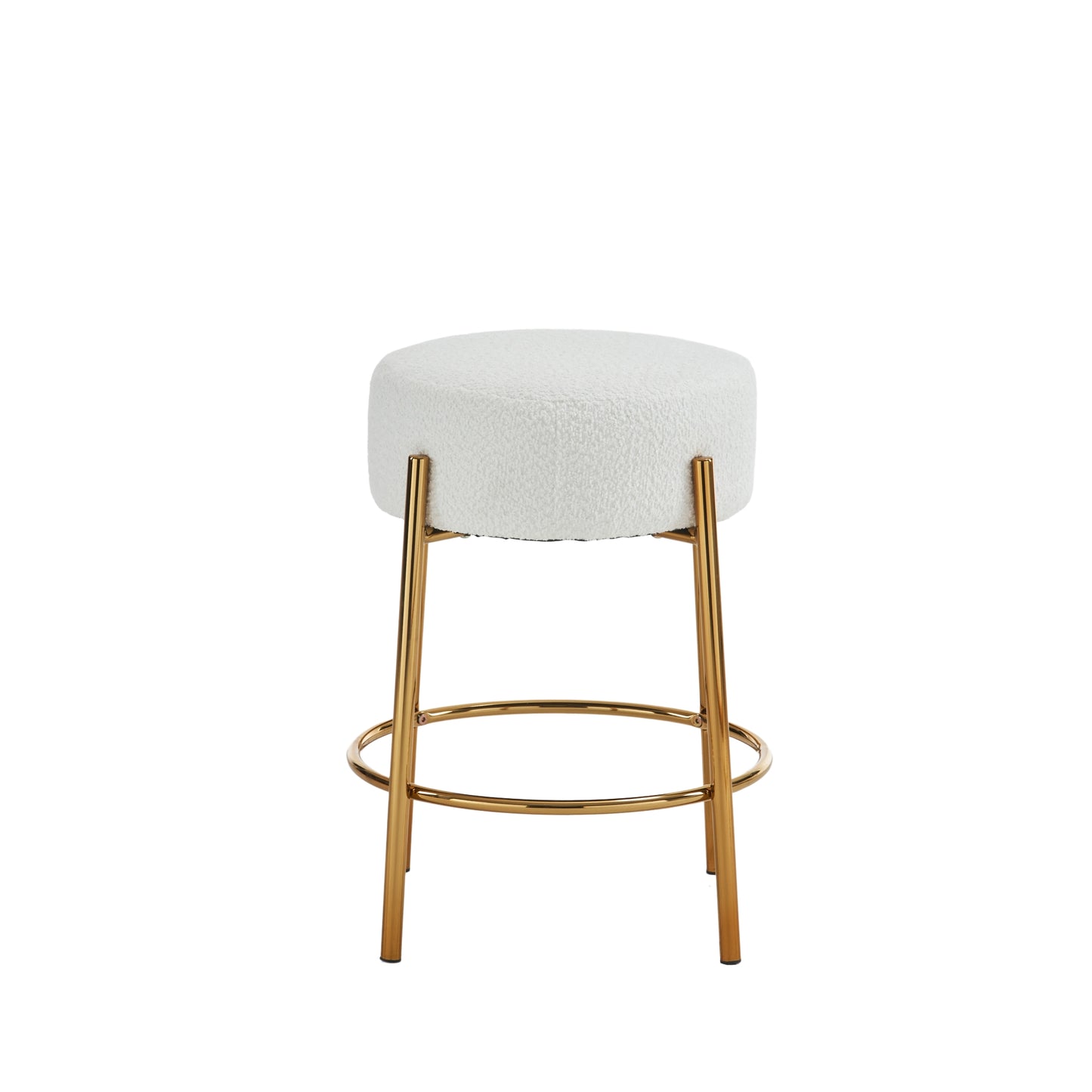 24 inch high circular bar stool, set of two - modern cushioned dining stool - including sturdy hardware support legs