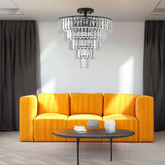 Black large crystal chandelier, modern style chandelier, dining room, living room, bedroom