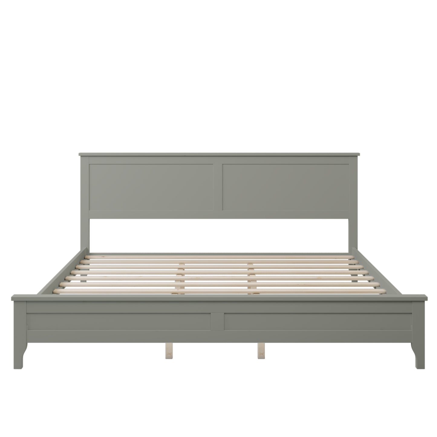 Modern Gray Solid Wood King Platform Bed