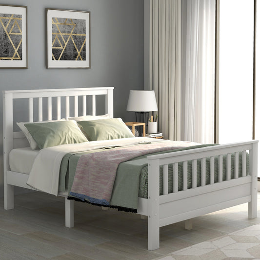 Wood Platform Bed with Headboard and Footboard  Full