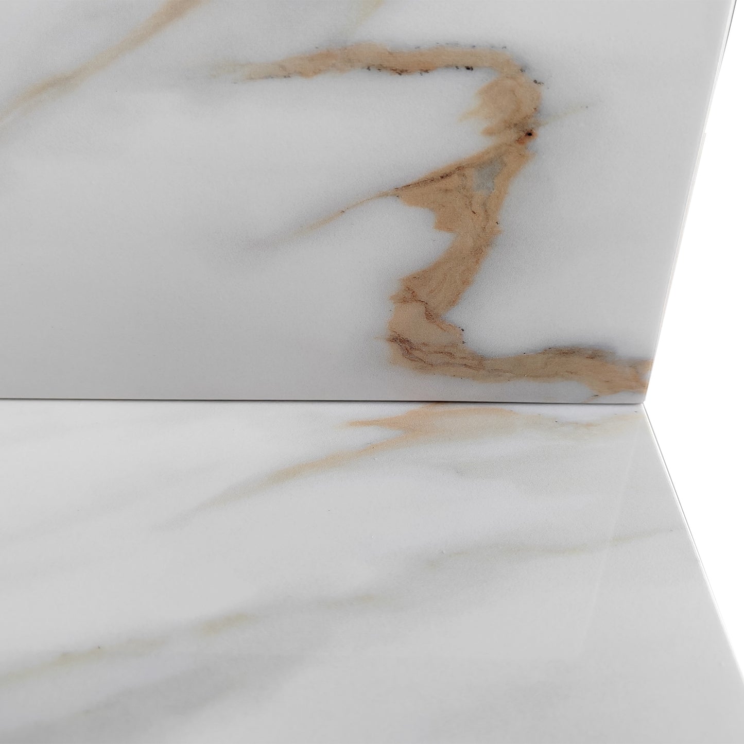 43 inch marble countertop with base rectangular central sink and 4-inch high splash guard, pre drilled 8-inch faucet hole ，white