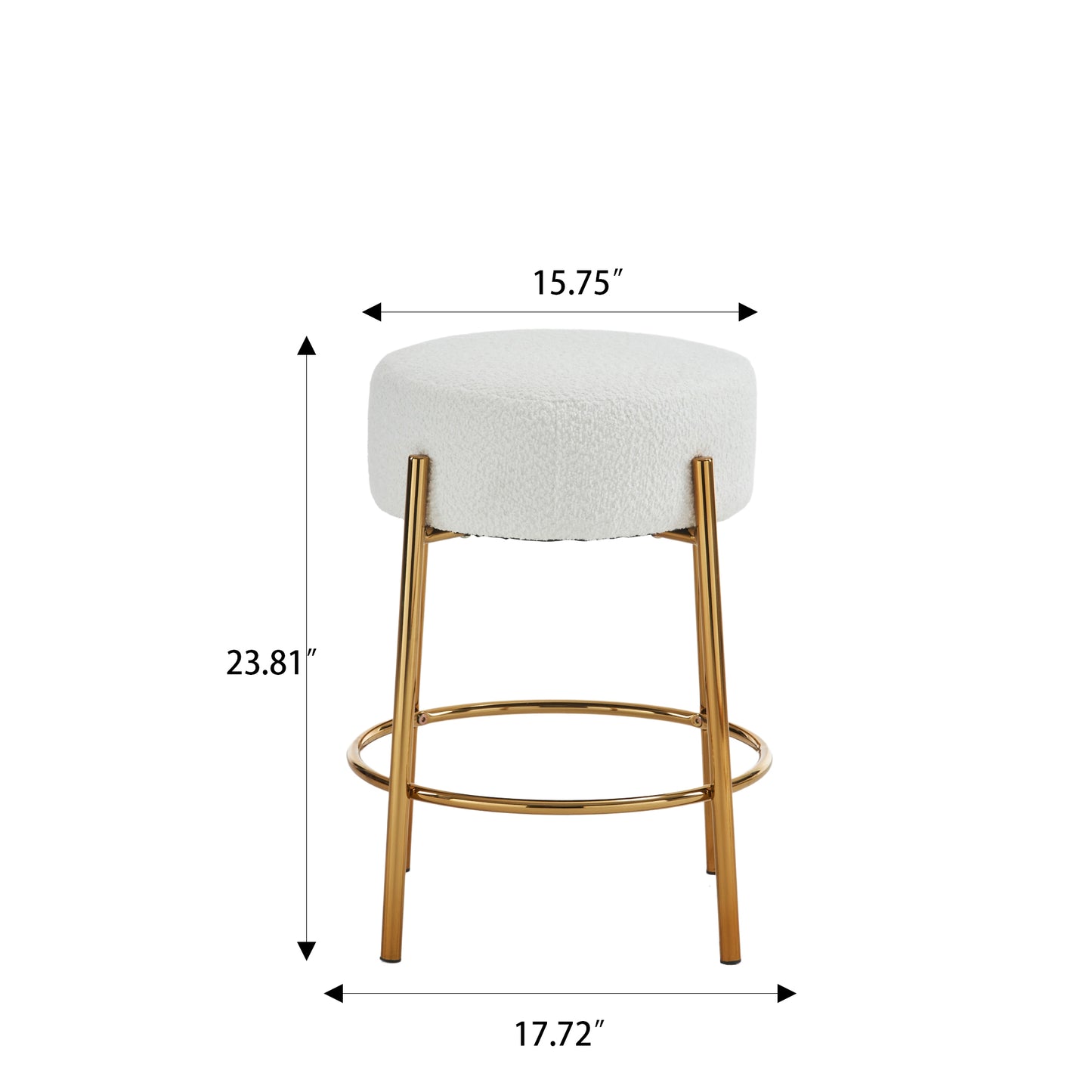 24 inch high circular bar stool, set of two - modern cushioned dining stool - including sturdy hardware support legs