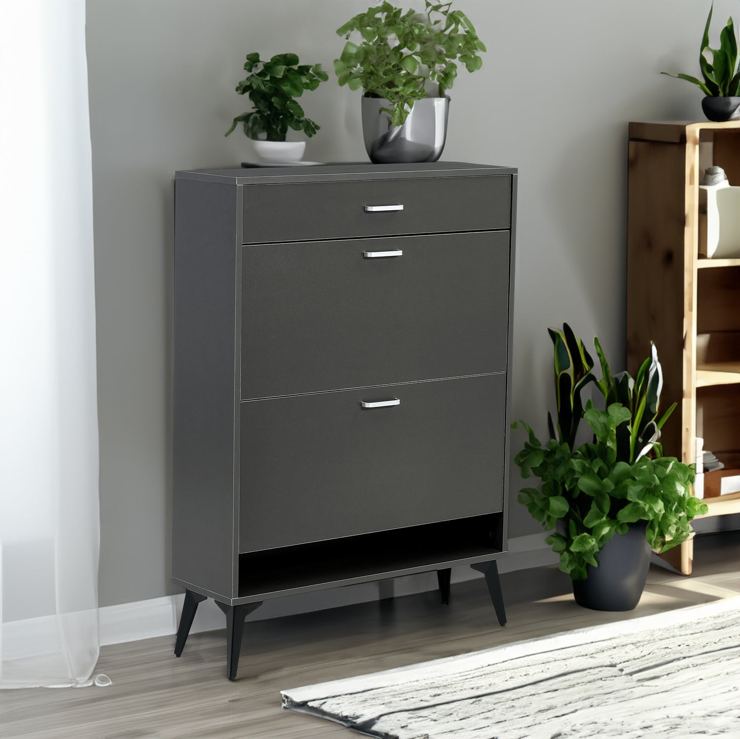 Shoe Cabinet , Shoe storage shelves, Grey