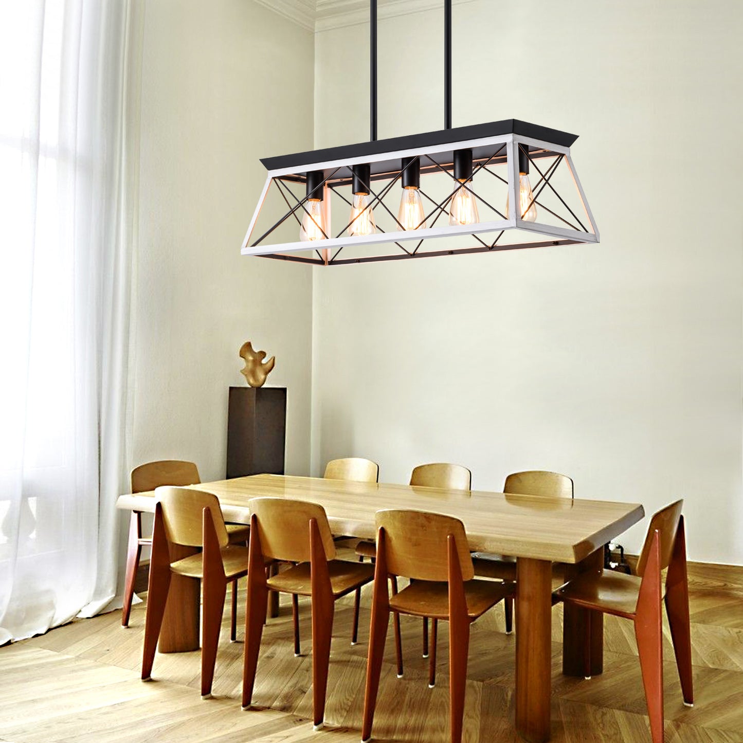 5-Light Farmhouse Chandeliers For Dining Room (No Bulbs)