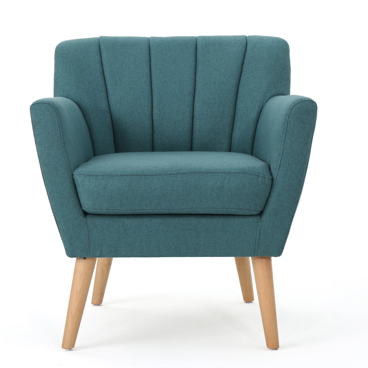 Mid Century Modern Fabric Club Chair, 28.30" W x 27.60" D x 31.50" H, Dark Teal/Natural