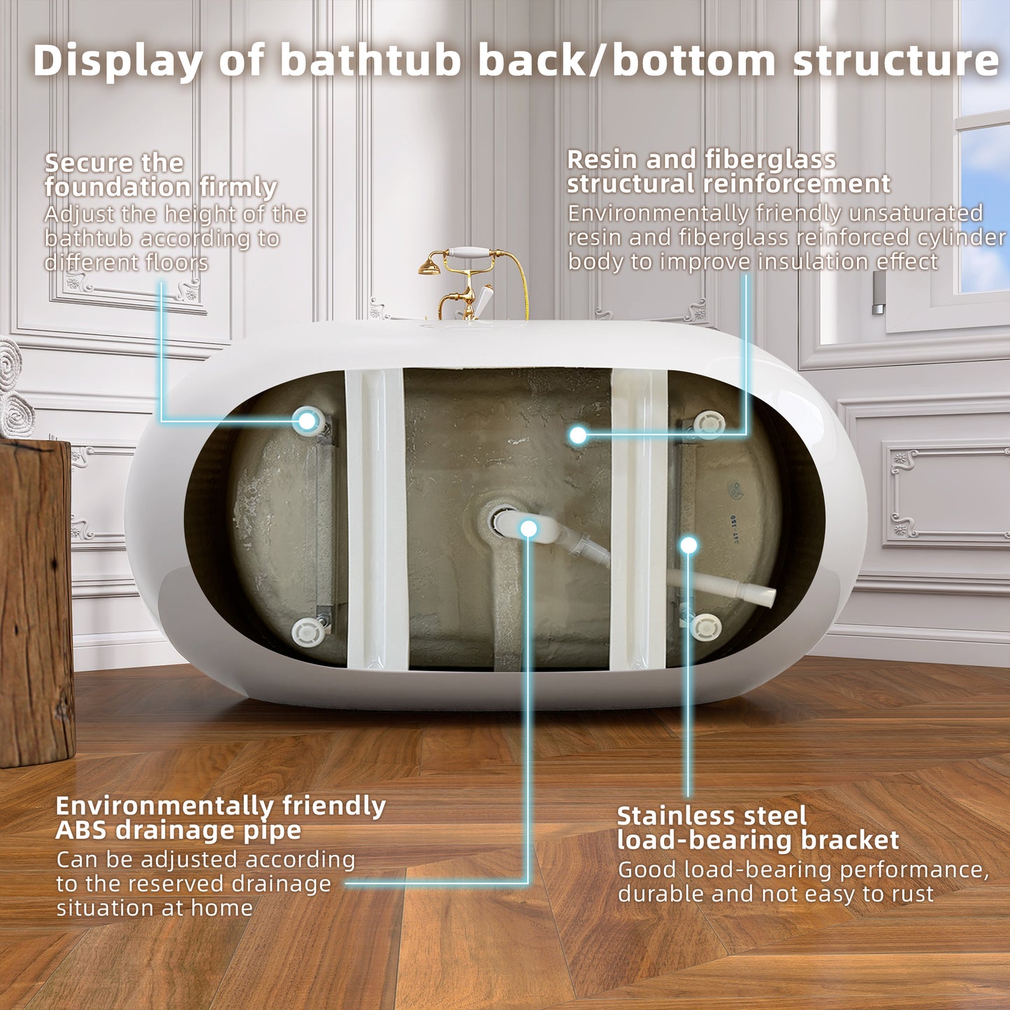 51 Inch Acrylic Freestanding Bathtub Contemporary Soaking White Tub with Overflow and Pop-up Drain Glossy White