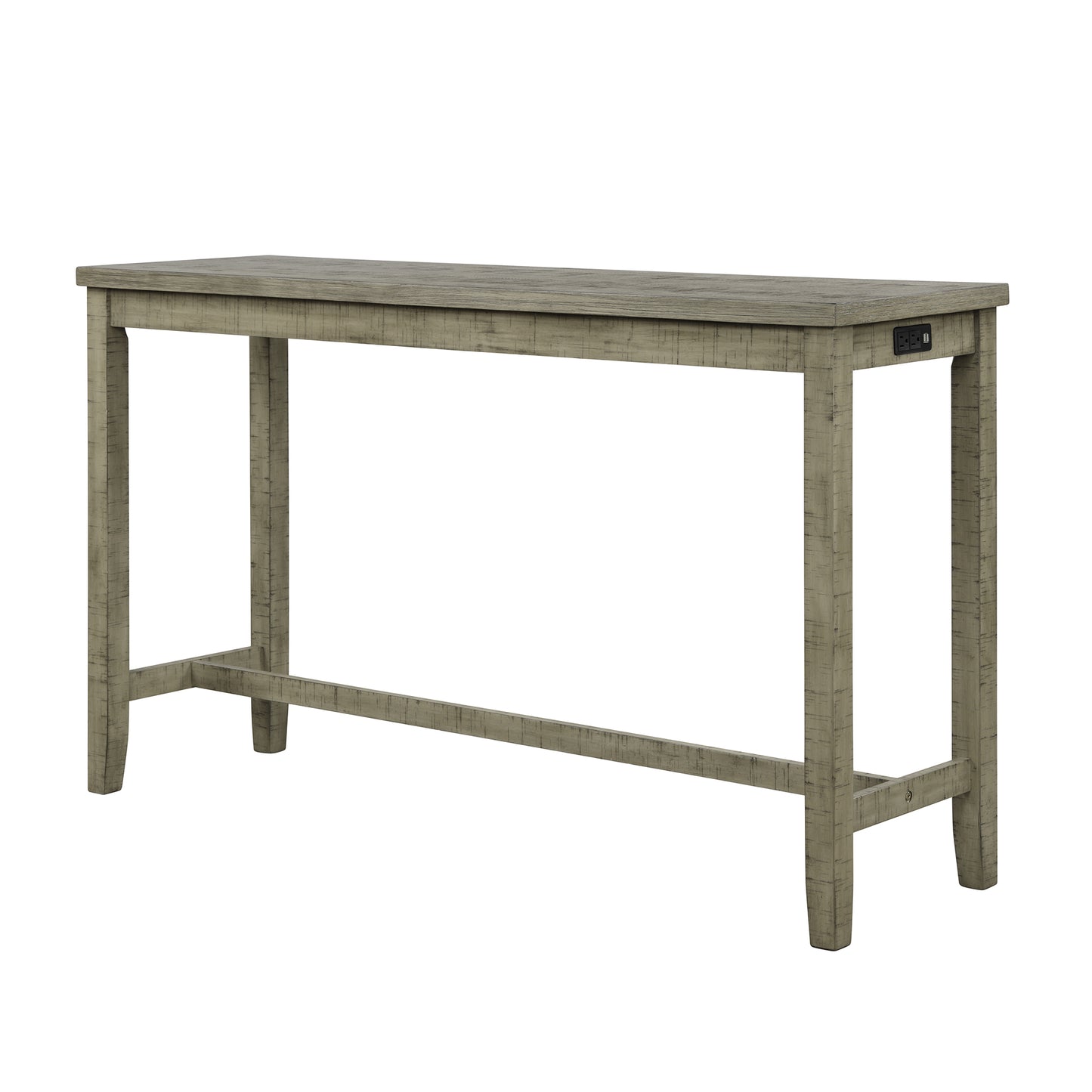 TOPMAX 4 Pieces Counter Height Table with Fabric Padded Stools,Rustic Bar Dining Set with Socket,Gray Green