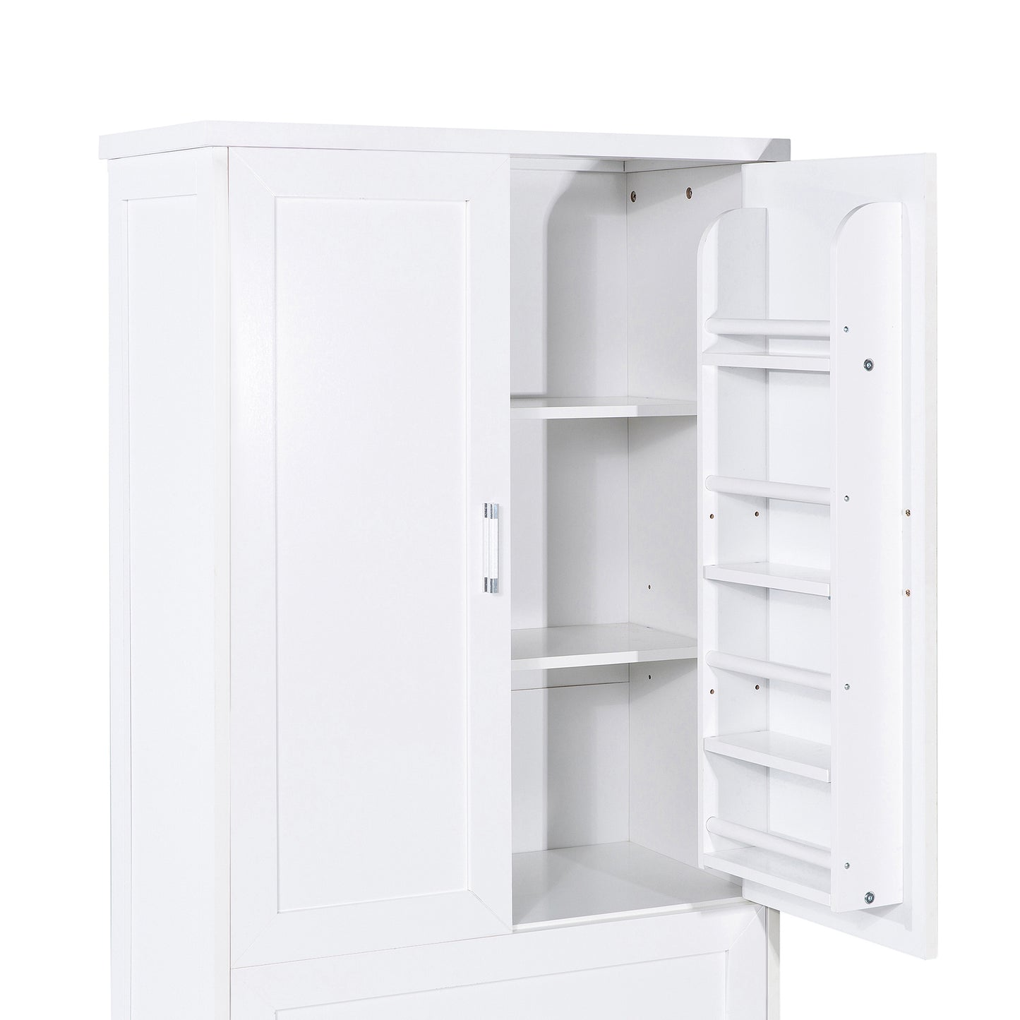 Tall Bathroom Storage Cabinet, Cabinet with Two Doors and Drawers, Adjustable Shelf, MDF Board, White