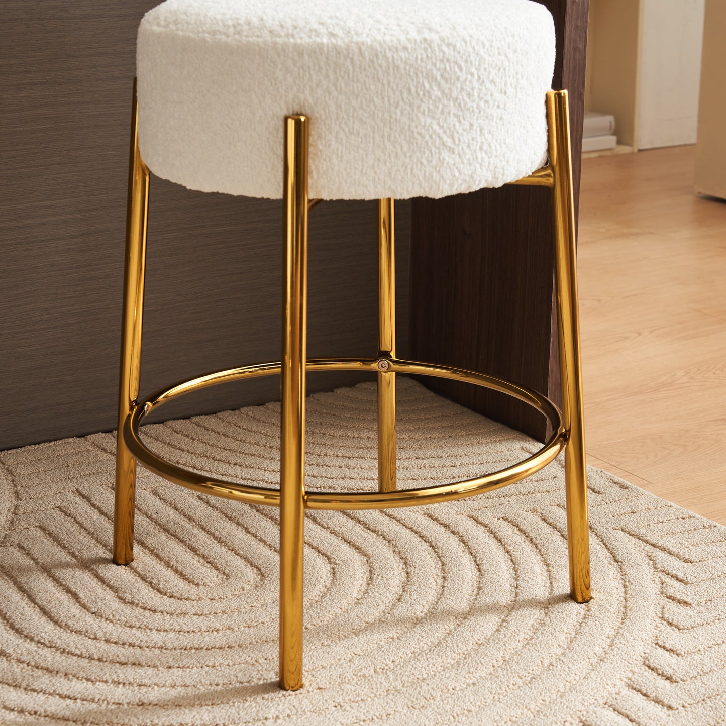 24 inch high circular bar stool, set of two - modern cushioned dining stool - including sturdy hardware support legs