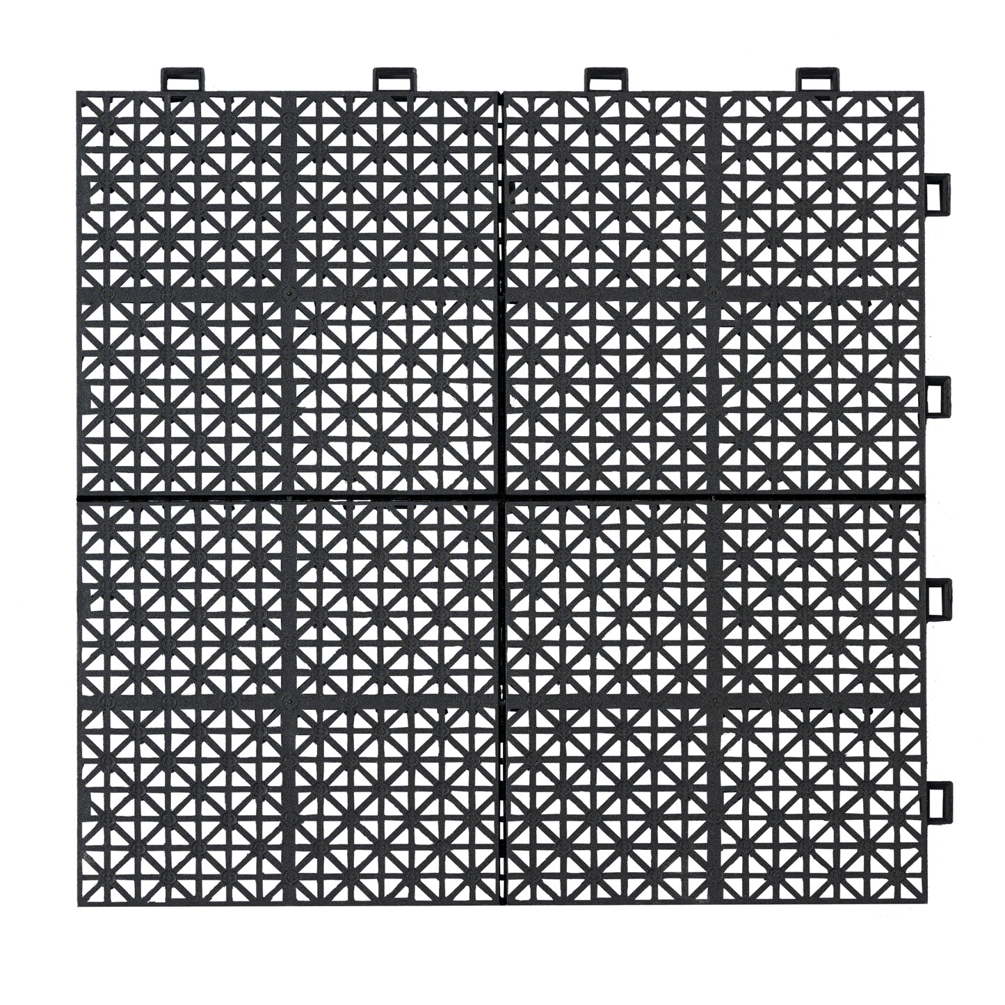 12 x 12 inch black interlocking deck tiles, plastic waterproof, weighing up to 6613 pounds, with a rose pattern pack of 12