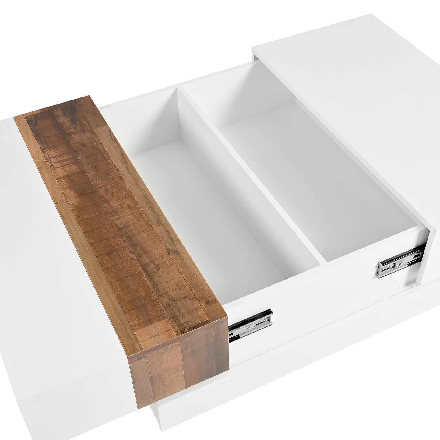 ON-TRANS 31.4 inches x 31.4 inches with sliding tabletop, high gloss center table, hidden storage room white