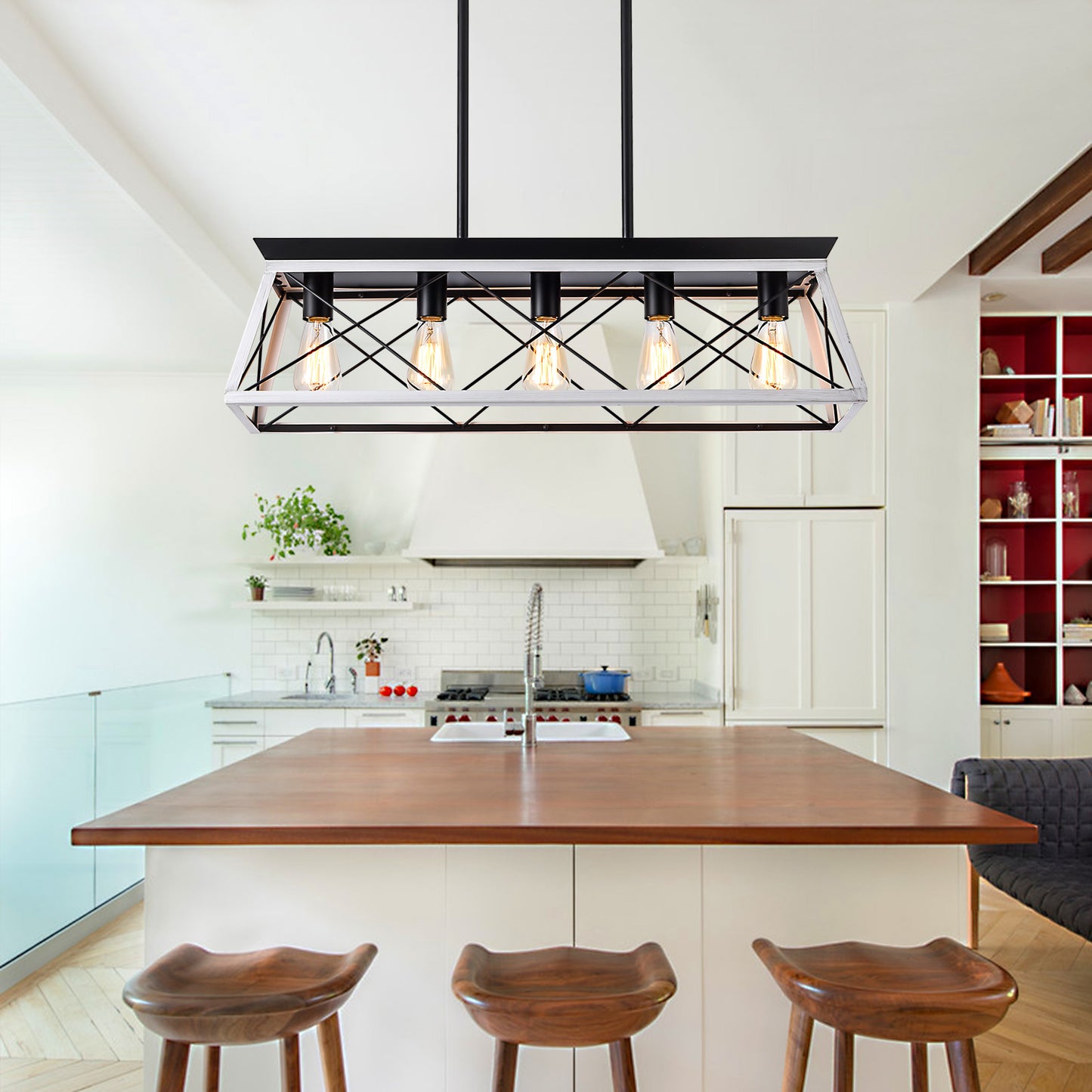 5-Light Farmhouse Chandeliers For Dining Room (No Bulbs)