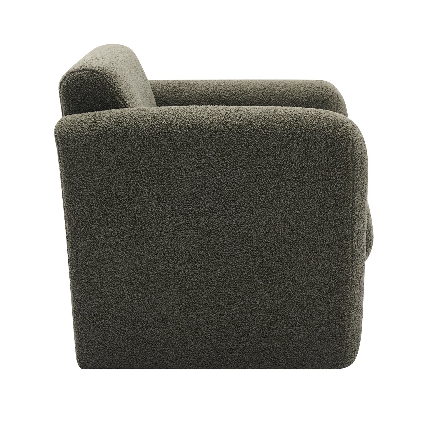 Modern style chair with sheepskin Sherpa fabric soft cushion, comfortable armchair, soft with backrest and pillow, seaweed green