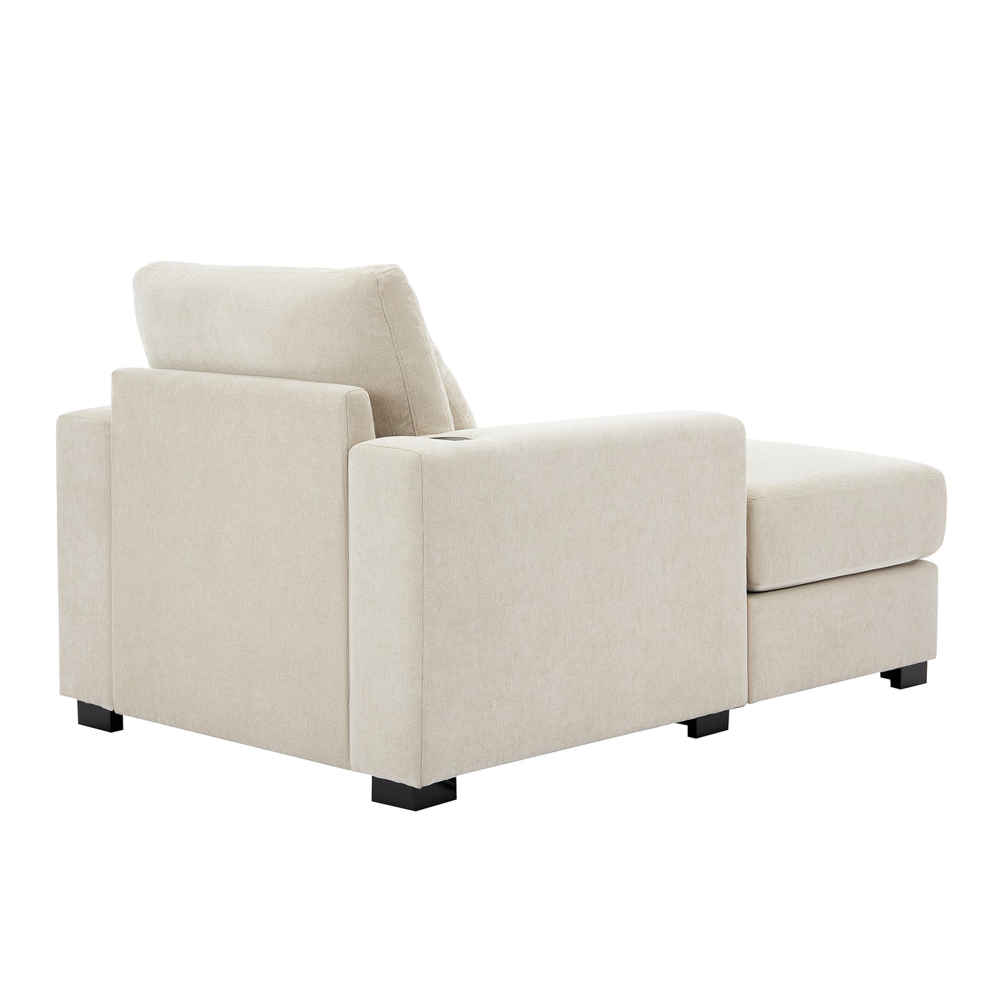 39.7" Oversized Chaise Lounger Modern Style Sofa Couch ,with Pillows, Charge Station & Cup Holders, Chenille Fabric, Cream