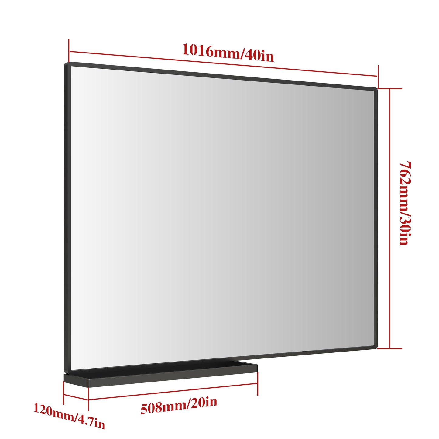 40x30 Inch modern bathroom mirror with storage rack rectangular mirror bathroom living room bedroom hanging mirror