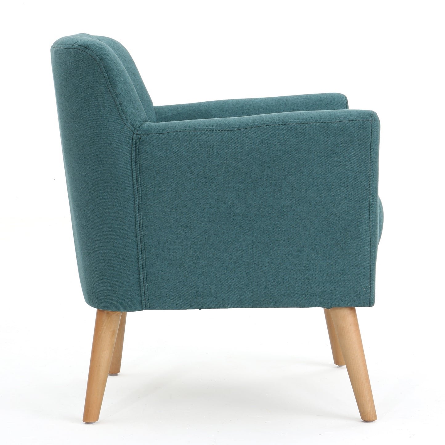 Mid Century Modern Fabric Club Chair, 28.30" W x 27.60" D x 31.50" H, Dark Teal/Natural