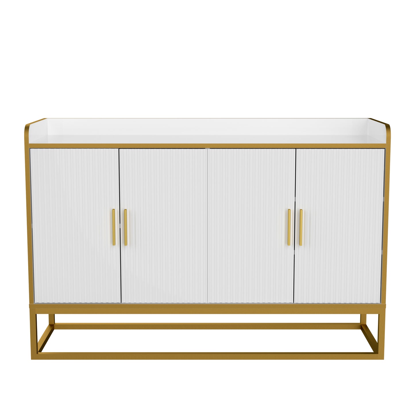 Modern Kitchen Buffet Storage Cabinet Cupboard White Gloss with Metal Legs for living room Kitchen