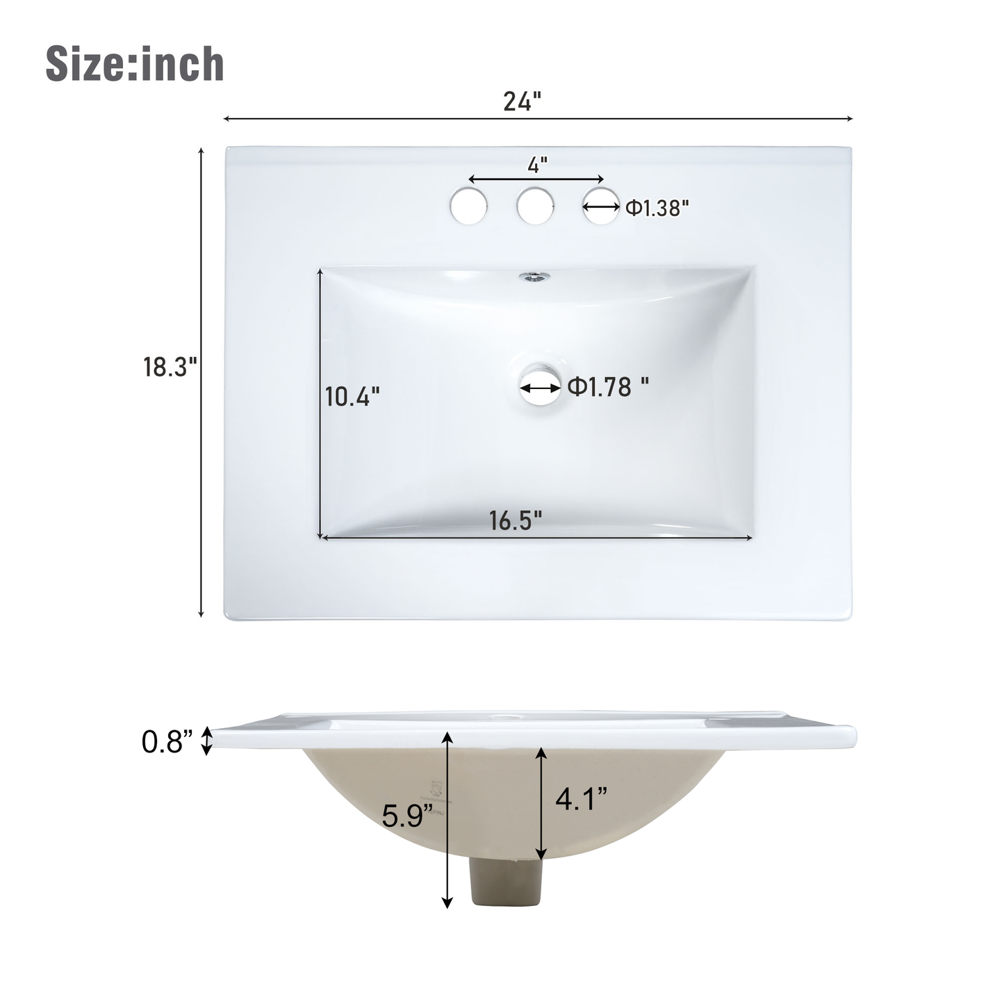 Modern 24-Inch Wall-Mounted Bathroom vanity with 2 Drawers, White - Ideal for Small Bathrooms