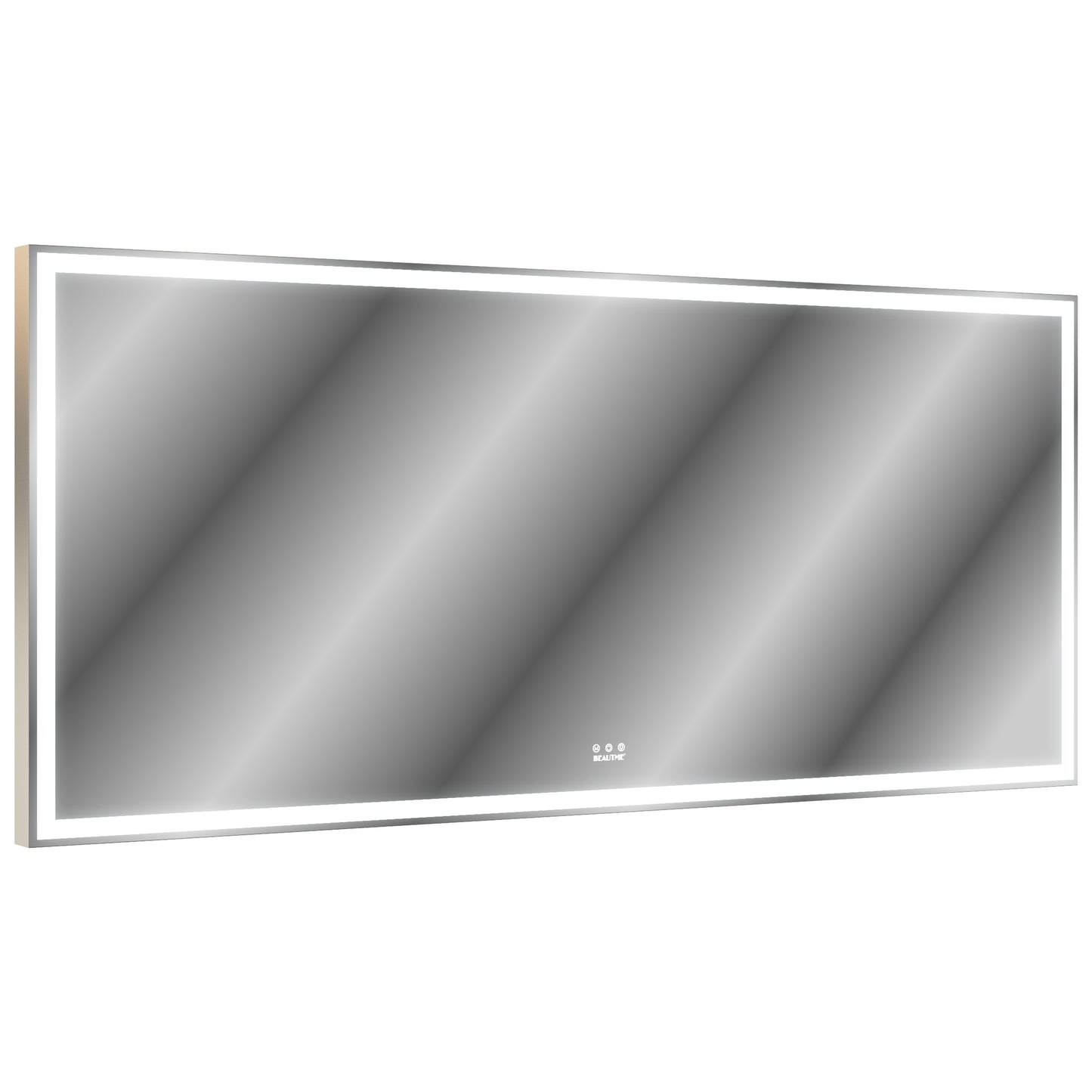 72X32 inch large LED bathroom mirror wall mounted mirror with 3 color modes, aluminum frame wall mounted light, full body mirror